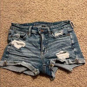 American Eagle Outfitters Blue Distressed Jean Shorts